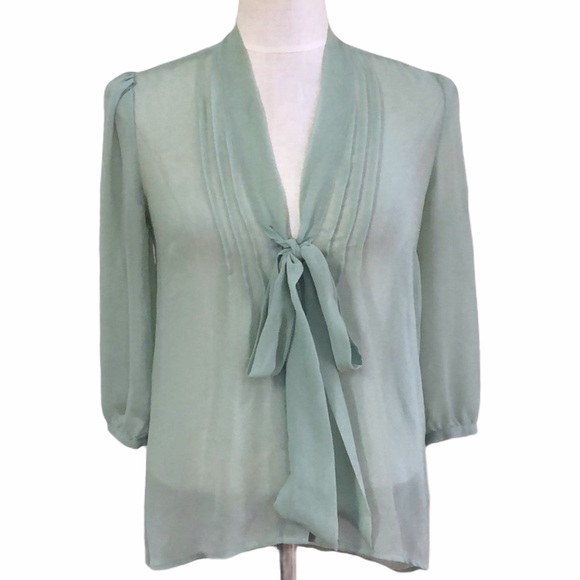 Urban Outfitters Pins & Needles Pastel Tie Front Light Blue Blouse Size Small